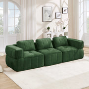 Divano modulare a 3 posti in poliestere con seduta profonda e base antiscivolo, verde 271 × 93 × 67 cm