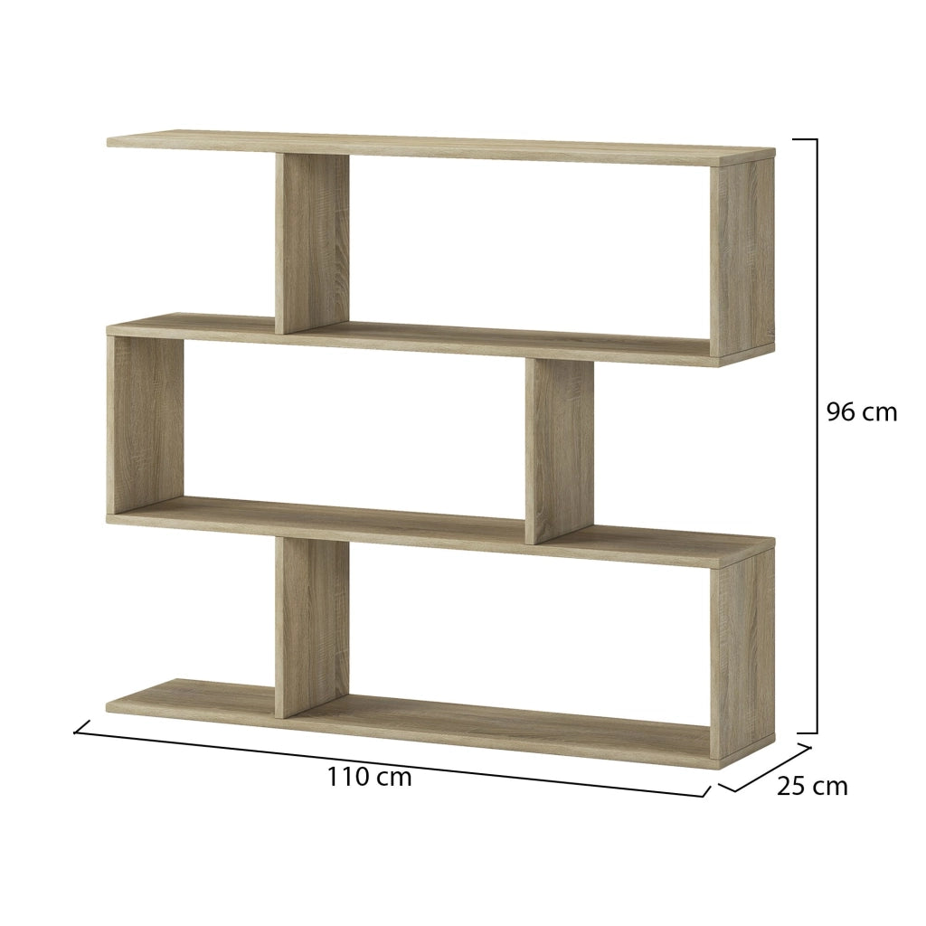Biblioteca Terzolas, Libreria 3 Ripiani, 110x25x96h cm Marrone Rovere