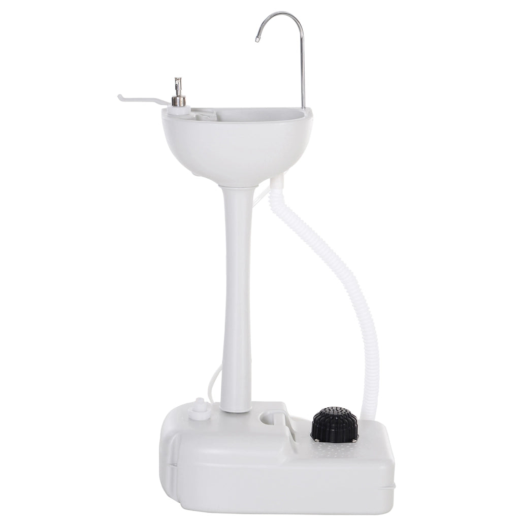Lavabo Portatile da Giardino ¨C Xylo ¨C 17L con Dispenser Sapone e Ruote Grigio Chiaro