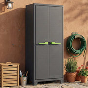 Armadio da esterno Markham, Mobile outdoor, Mobiletto giardino multiuso, Contenitore per balcone o garage, Made in Italy, 80x44 h182 cm, Grigio