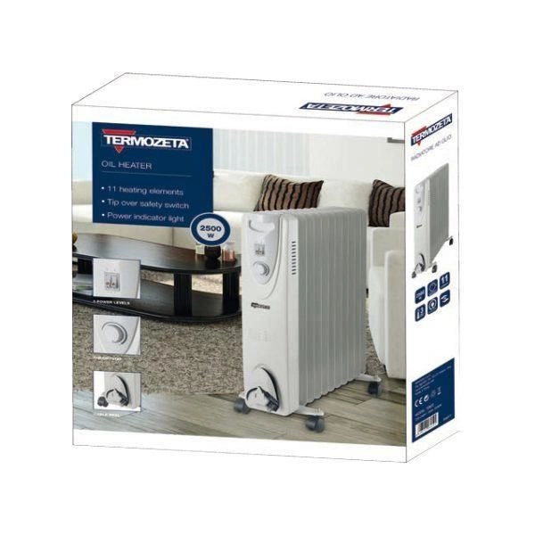 Termozeta TZR22 stufetta elettrica Interno Grigio 2500 W Riscaldatore ambiente elettrico a olio