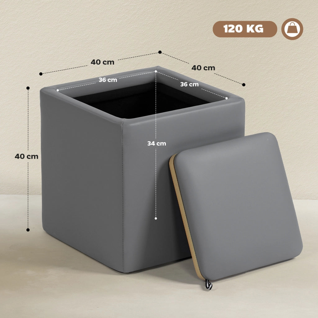Pouf con vano contenitore ¨C zephmum ¨C similpelle grigio 40x40x40 cm