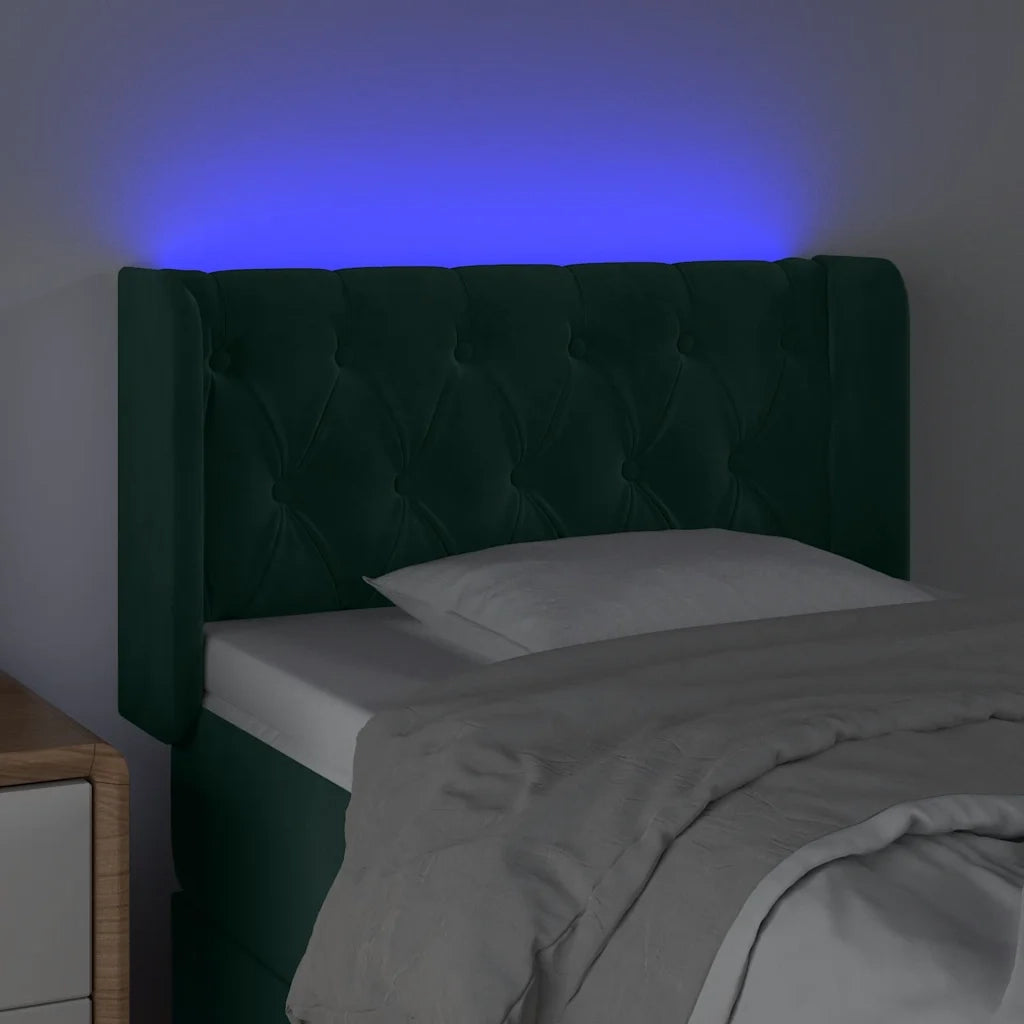 Testiera a LED Verde Scuro 83x16x78/88 cm in Velluto 3123605
