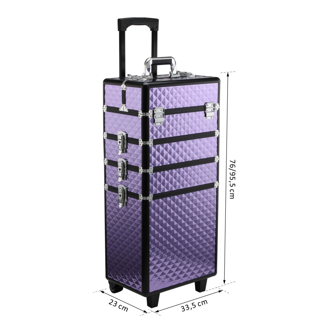 Trolley Portatrucchi Professionale con Ruote e Ripiani ¨C Zephmum ¨C 33.5x23x76/95.5 cm Viola