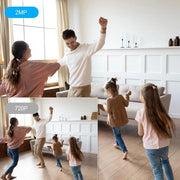 Casa sicura 2MP con sensore PIR, notte infrarossa e scheda SD fino a 512 GB, compatibile con Wi-Fi, per uso interno, bianco