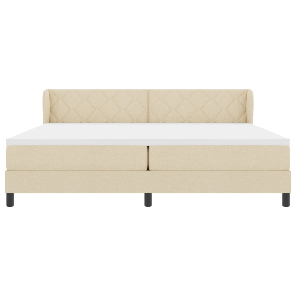 Letto a box con materasso crema 200x200 cm in tessuto