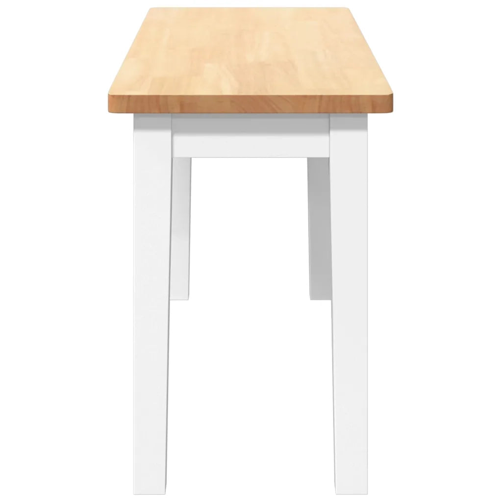 Panca 90 cm Bianco in Legno Massello di Hevea