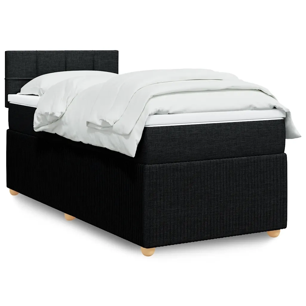 Giroletto a Molle con Materasso Nero 90x200 cm in Tessuto