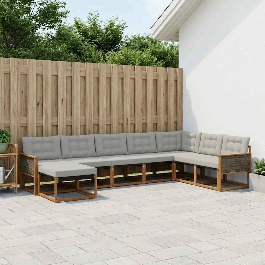 Set di divani da esterno 8 pcs Naturale e Grigio Chiaro 3381611