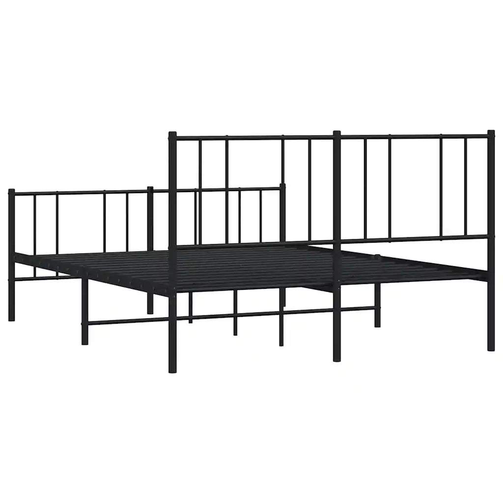 Giroletto con Testiera e Pediera-Struttura Letto Metallo Nero 120x200 cm 857936