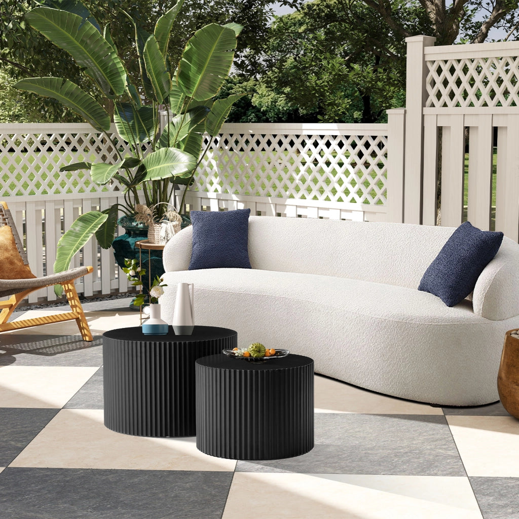 TAVOLINO Set da 2 pezzi 67x67x48 cm MDF Nero, impilabili
