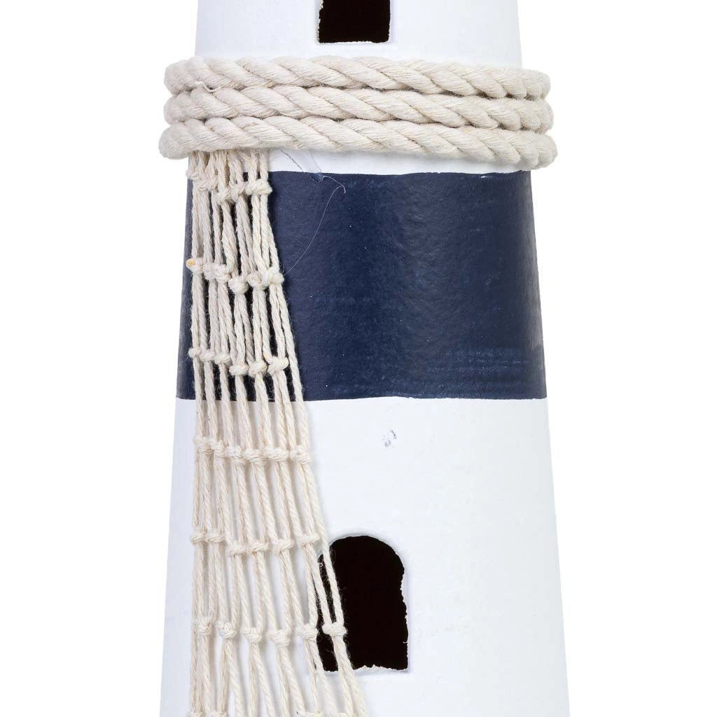 Figura decorativa a forma di faro in legno blu 13x13x49h cm