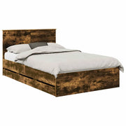 Letto matrimoniale | Letto per adulti | Struttura del letto con cassetto Rovere fum¨¦ 120 x 190 cm
