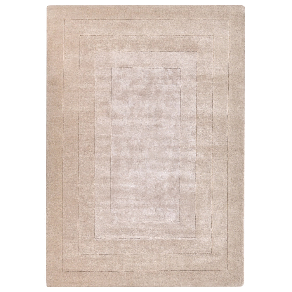 Tappeto stile moderno in viscosa e lana realizzato a mano rettangolare 160 x 230 cm beige