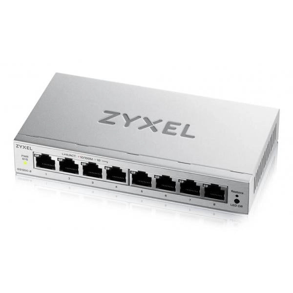 ZYXELSWITCH SMART MANAGED, 8 PORTE GIGABIT - EASY MANAGEMENT PER VLAN, QOS - DESIGN SENZA VENTOLE, D