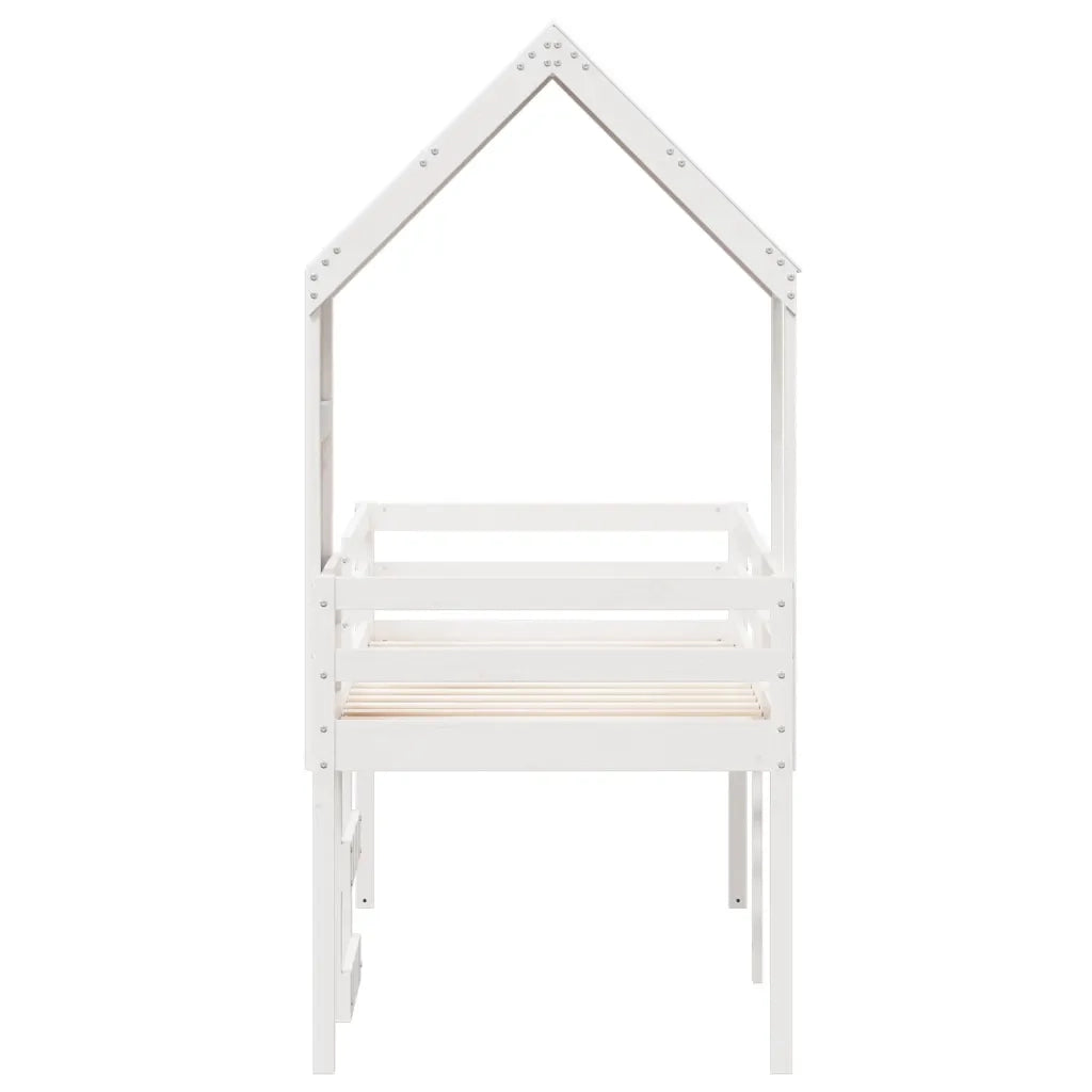vidaXL Letto a Soppalco con Tetto Bianco 80x200 cm in Legno di Pino