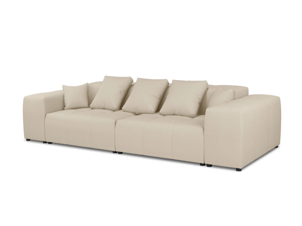 Cosmopolitan Design - Divano modulare "Rome" 3 posti in tessuto strutturato beige 