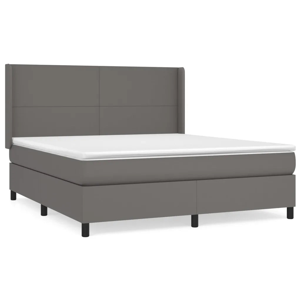 Giroletto a Molle con Materasso Grigio 160x200 cm in Similpelle 3132391