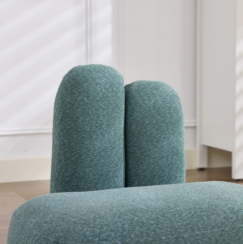 Pouf a forma di coniglio verde imbottito con orecchie