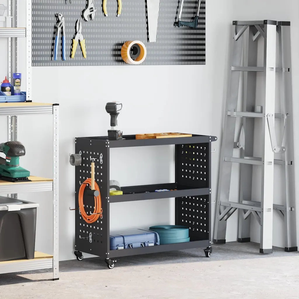 Carrello per Attrezzi con lo scaffale Antracite 75 x 35 x 73 cm 874541