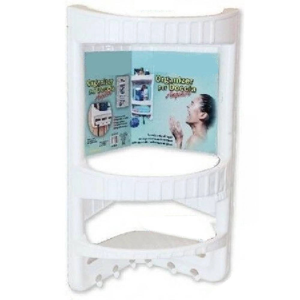 Trade Shop - Organizer In Plastica 3 Ripiani Mensole Angolare Con Bagno Doccia Accessori -