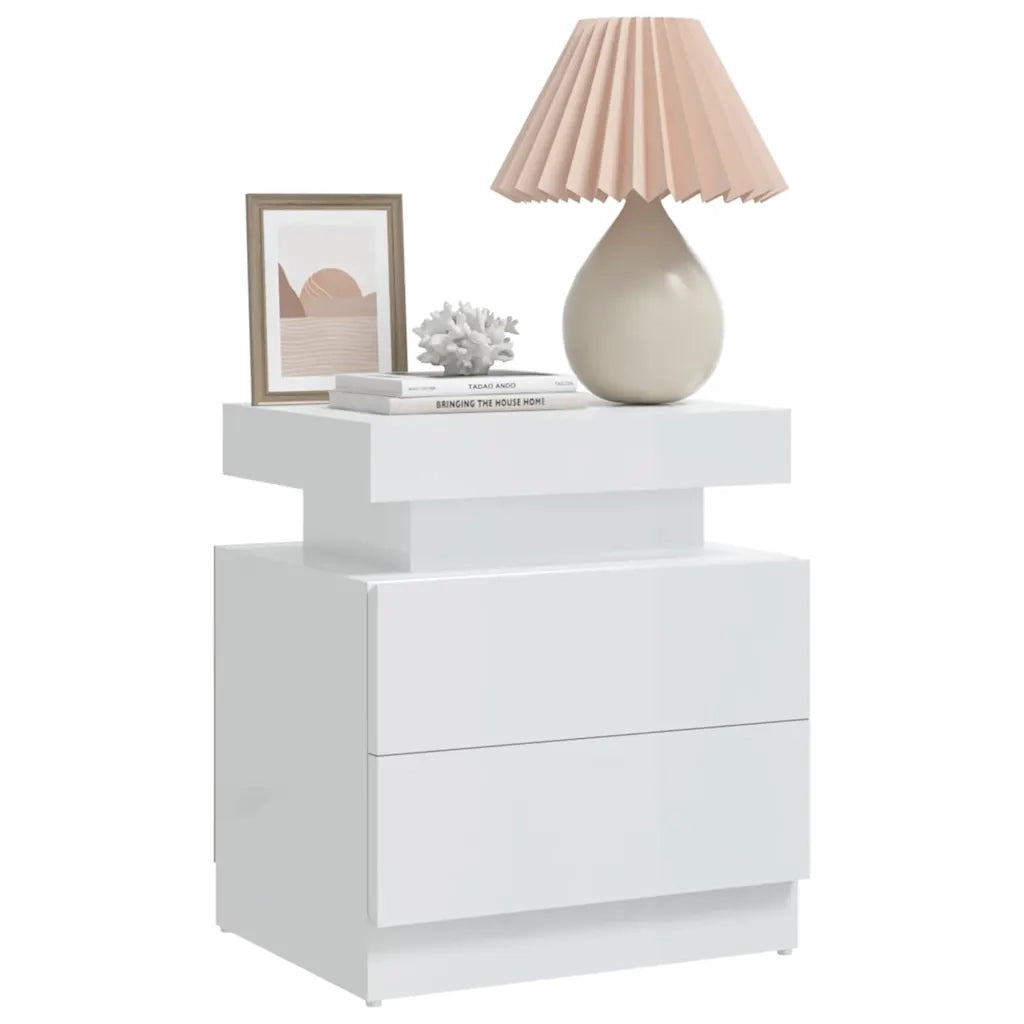 Comodino | Armadio da Notte | Mobiletto da notte Bianco Lucido 45x35x52 cm in Legno Multistrato