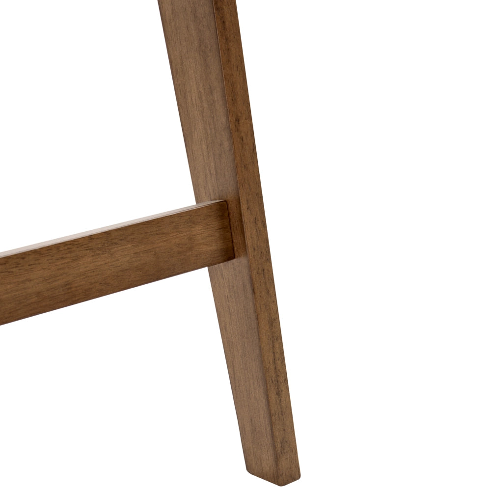 Set di 2 sedie da bar marrone e beige chiaro con struttura in legno di caucciù e sedile in bouclè Cucina da pranzo retrò