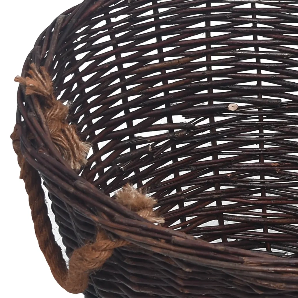 Set Cestini Portalegna Impilabili 3 pz-Cesta Legna da Ardere Marrone Scuro in Salice