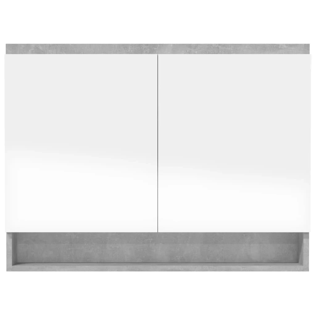 Mobiletto con specchio da bagno 80 x 15 x 60 cm grigio cemento MDF 02_0006713