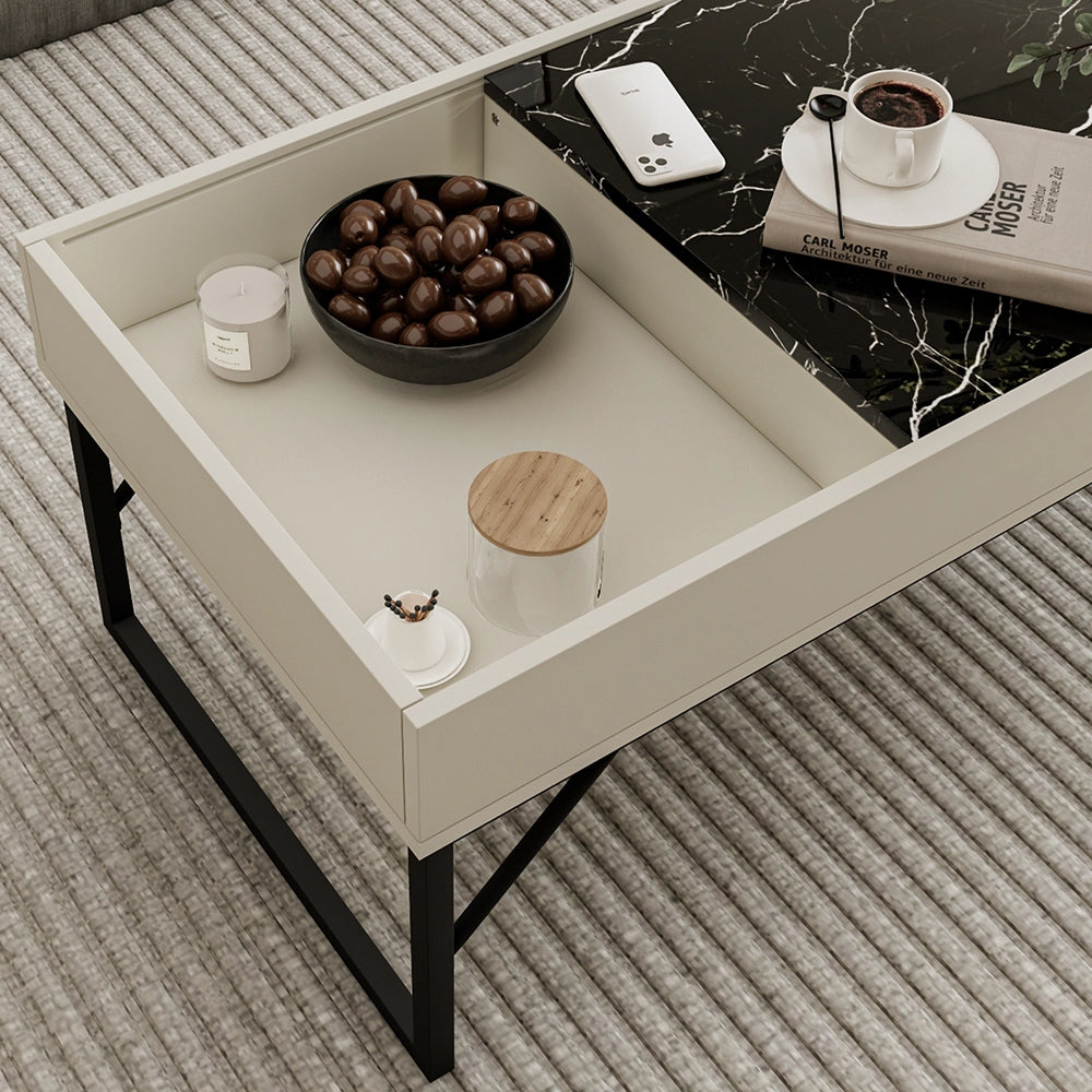 Vicco Tavolino da salotto Bianco crema 105 x 50 cm