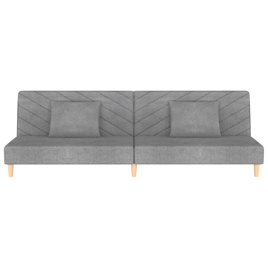 Divano Letto a 2 Posti con 2 Cuscini Grigio Chiaro in Tessuto 375887