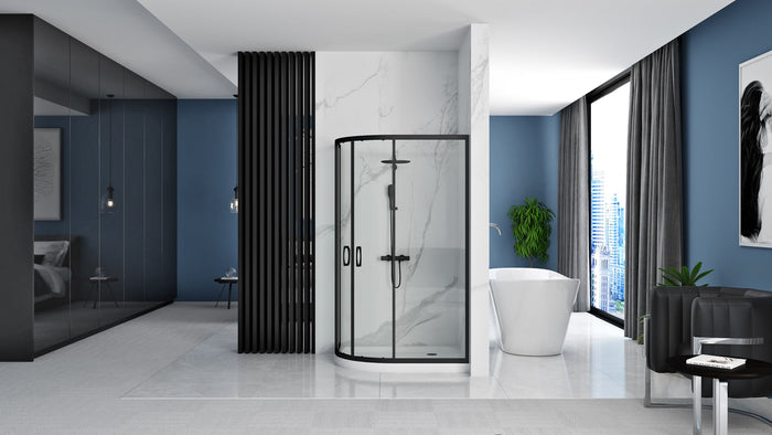 Cabina Doccia Rea Look Black 80x100 + Piatto Doccia Look White sinistra