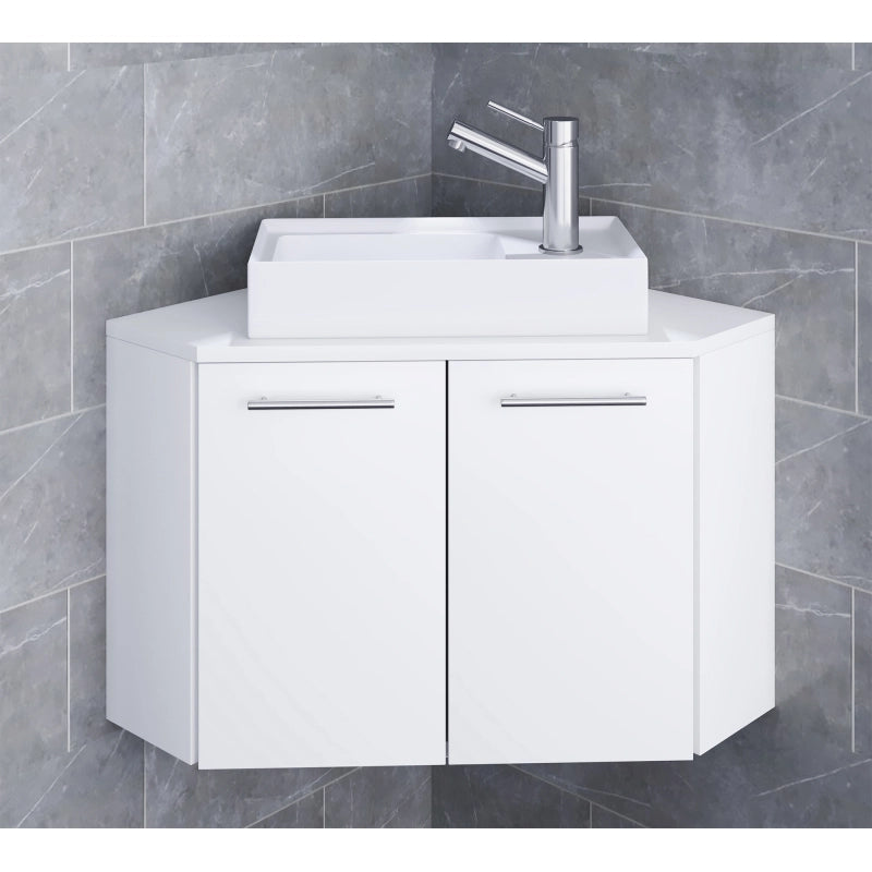 Vivere di Ezooza Mobile Angolare Sospeso con lavabo in ceramica di alta qualità, Bianco ,
