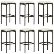 Sgabelli da Bar con Cuscini 6 pz Marroni in Polyrattan cod mxl 58674