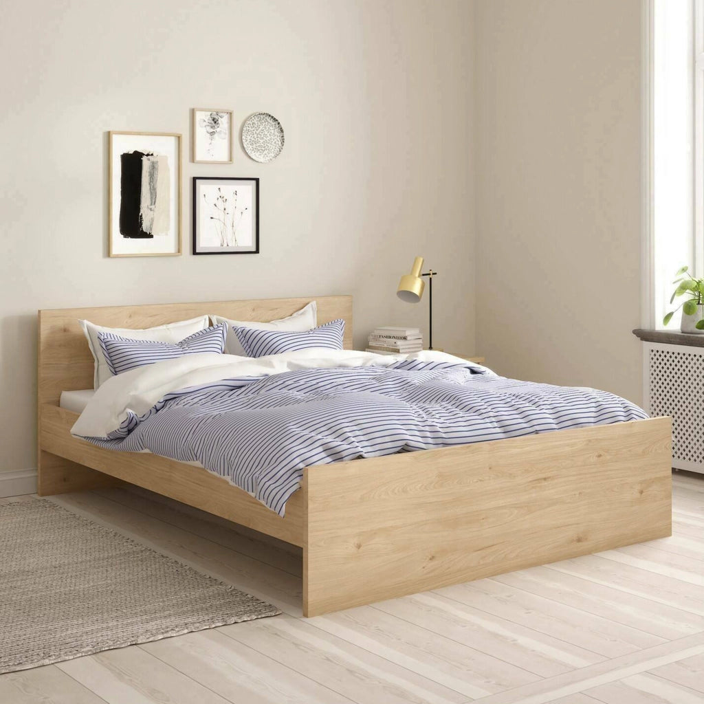 Letto matrimoniale Kaitak, Sommier per camera da letto, Giroletto per stanza, Struttura porta materasso, 207x166 h80 cm, Rovere