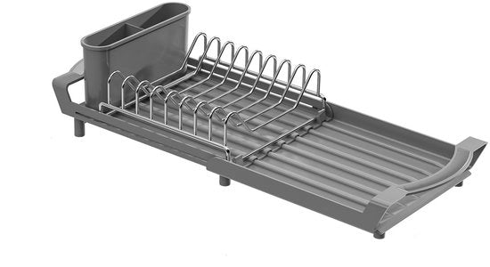 Vasca secca compatta, espandibile, spaziale e resistente all'ossidazione, adatta per banconi da cucina/cassetti di scarico in cucine e appartamenti (grigio).