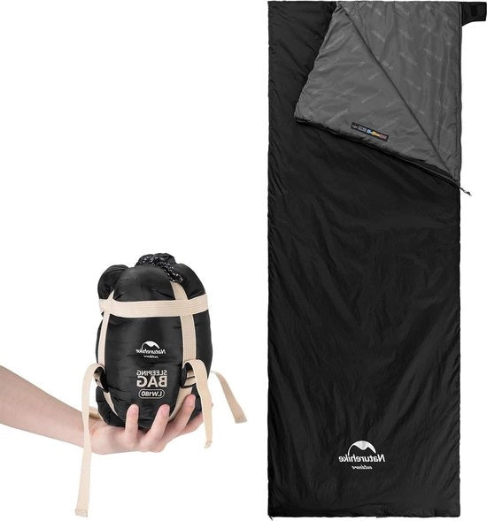 Slaapzak ultraleggera morbida per campeggiare e escursioni estive - impermeabile - nero - 205 × 85 cm