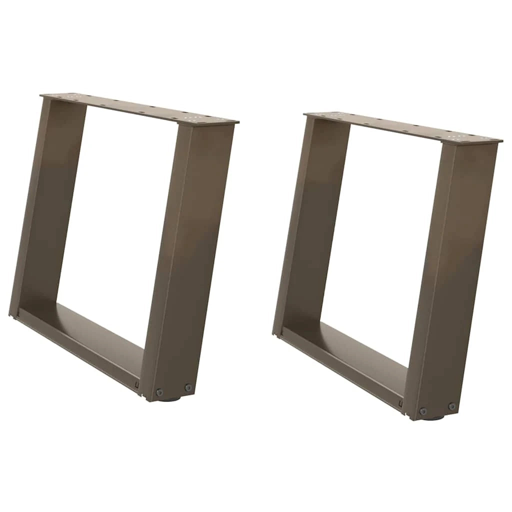Set di 2 gambe per tavolino da caffè angolate a forma di U 60 x 42-43 cm con piedini regolabili design moderno acciaio naturale 02_0057055