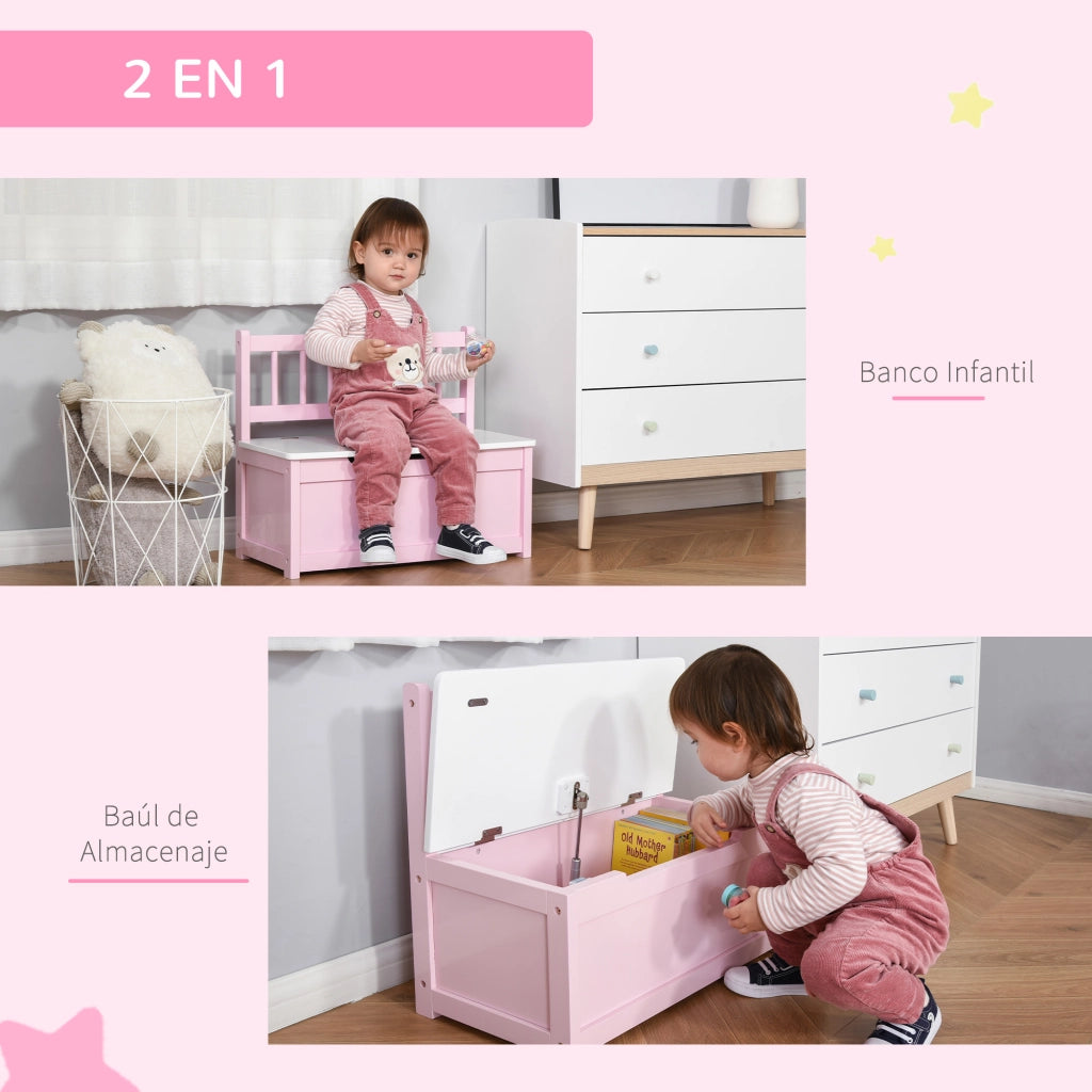 Banco per Bambini con Ripiani e Cassetti ¨C zephmum ¨C Rosa e Bianco 60x30x50 cm