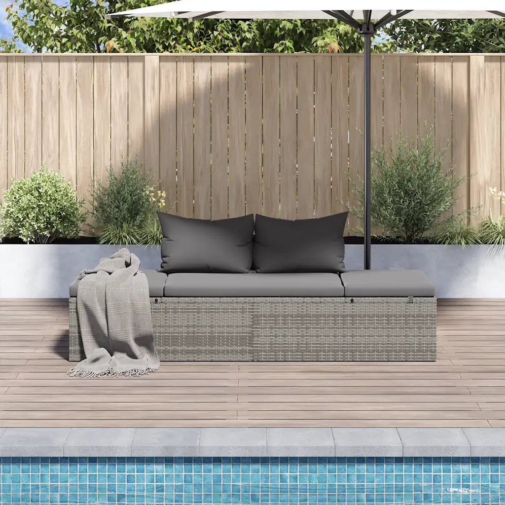 Lettino da Giardino Grigio 195x60 cm in Polyrattan