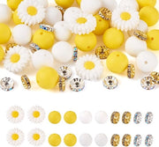 Set di Perle in Silicone da 65 pezzi - Spacer di Perle in Vetro - Perle a Forma di Fior di Margherita da Utilizzare per la Creazione di Gioielli - Perle di Spaziatura - Perle per la Creazione di Collane e Bracciali DIY
