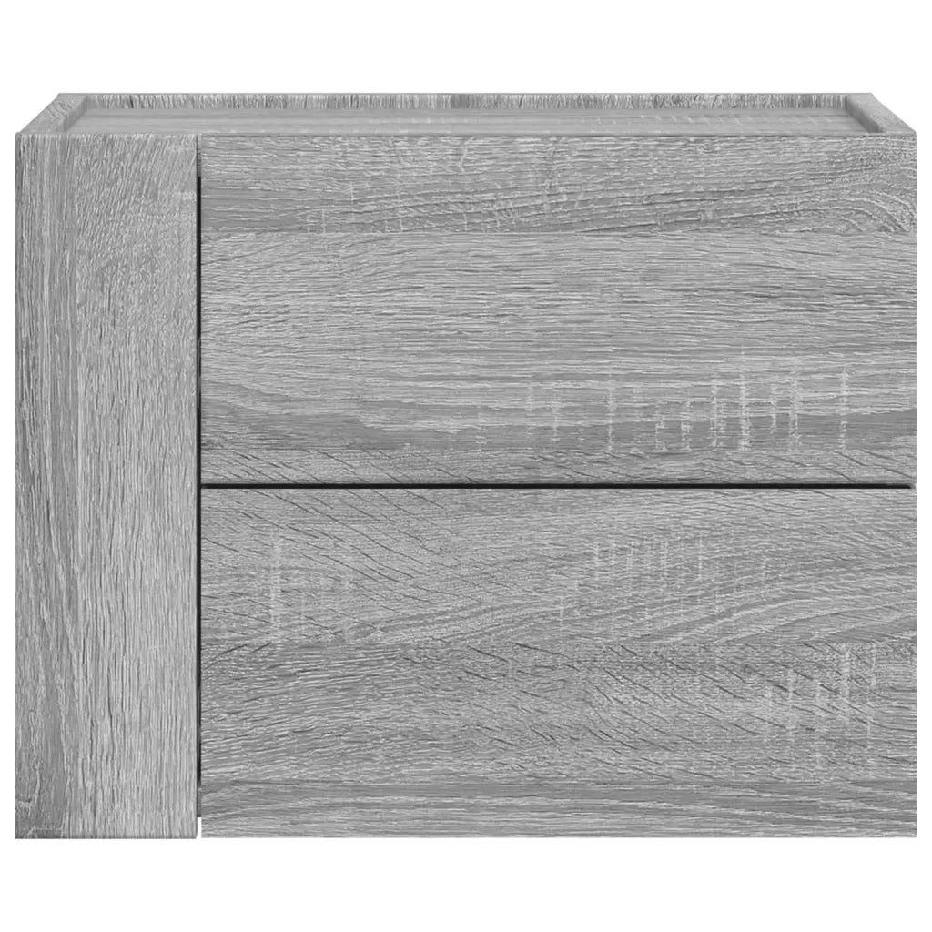 Set di 2 Comodini | Armadio da Notte | Mobiletto da notte a Muro Grigio Sonoma 45x30x35 cm
