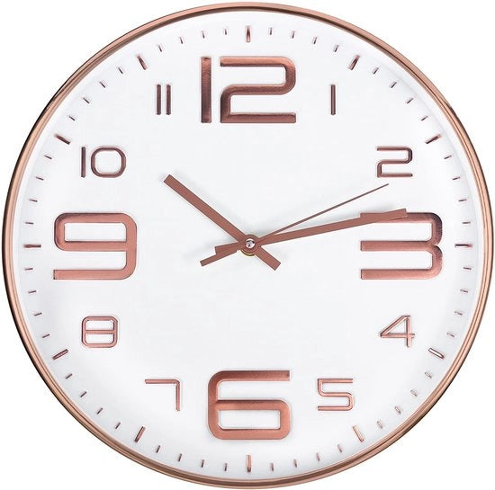 Orologio da Parete Silenzioso 30cm con Quadrante Moderne e Seghi in Secondi, adatto per Salotto, Camera dei Bambini e Cucina (Bianco Rosa 3D)