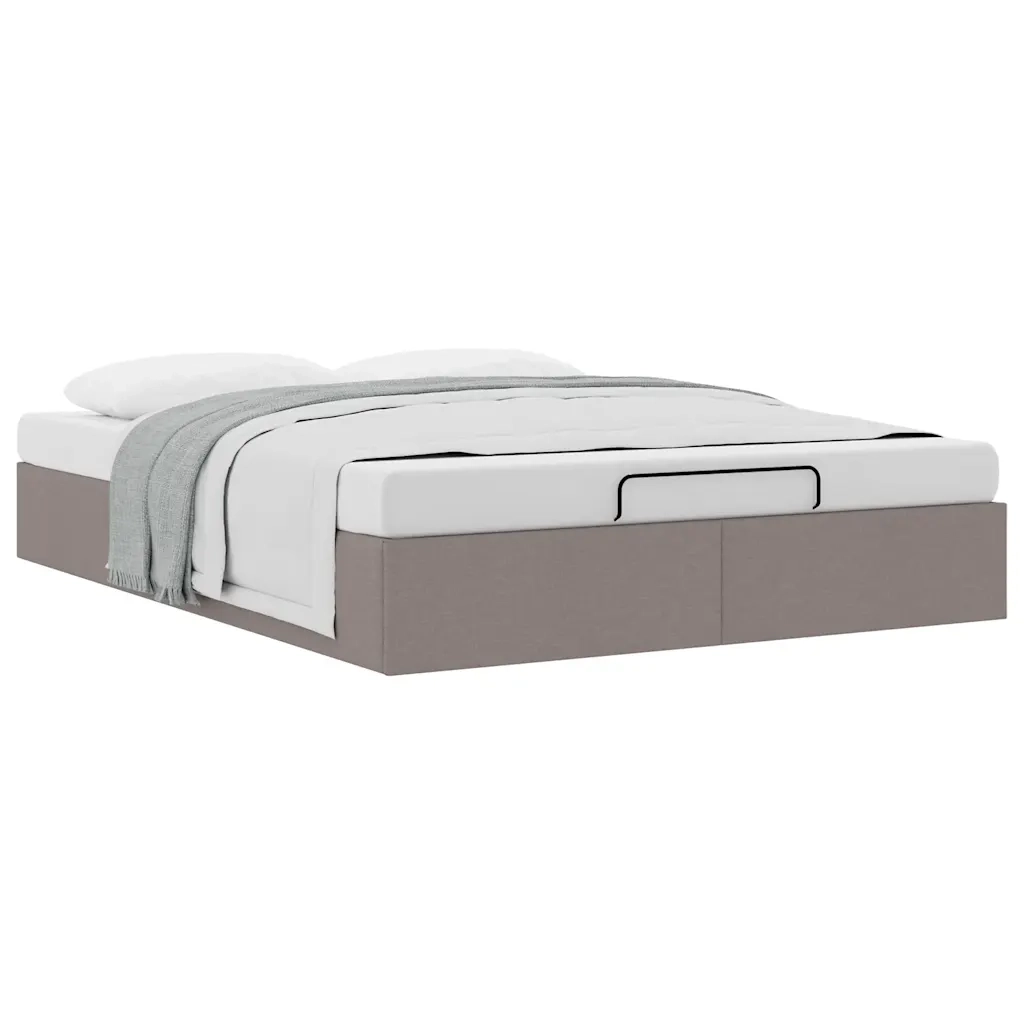 Struttura Letto Pouf senza Materasso Tortora 140x190 cm Tessuto 3310879