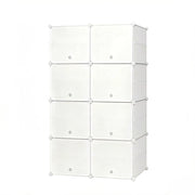 Scarpiera modulare con 8 vani e ganci; per ingresso; in ABS e metallo; 94x36.5x144 cm; bianco