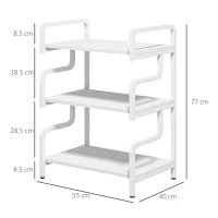 Supporto per Stampante Industriale a 3 Livelli, in Metallo e Truciolato, 55x40x77 cm, Bianco