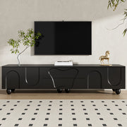 Mobile TV 180 cm nero - Zephmum - Gambe in legno, design unico, massima capacit¨¤ di stoccaggio