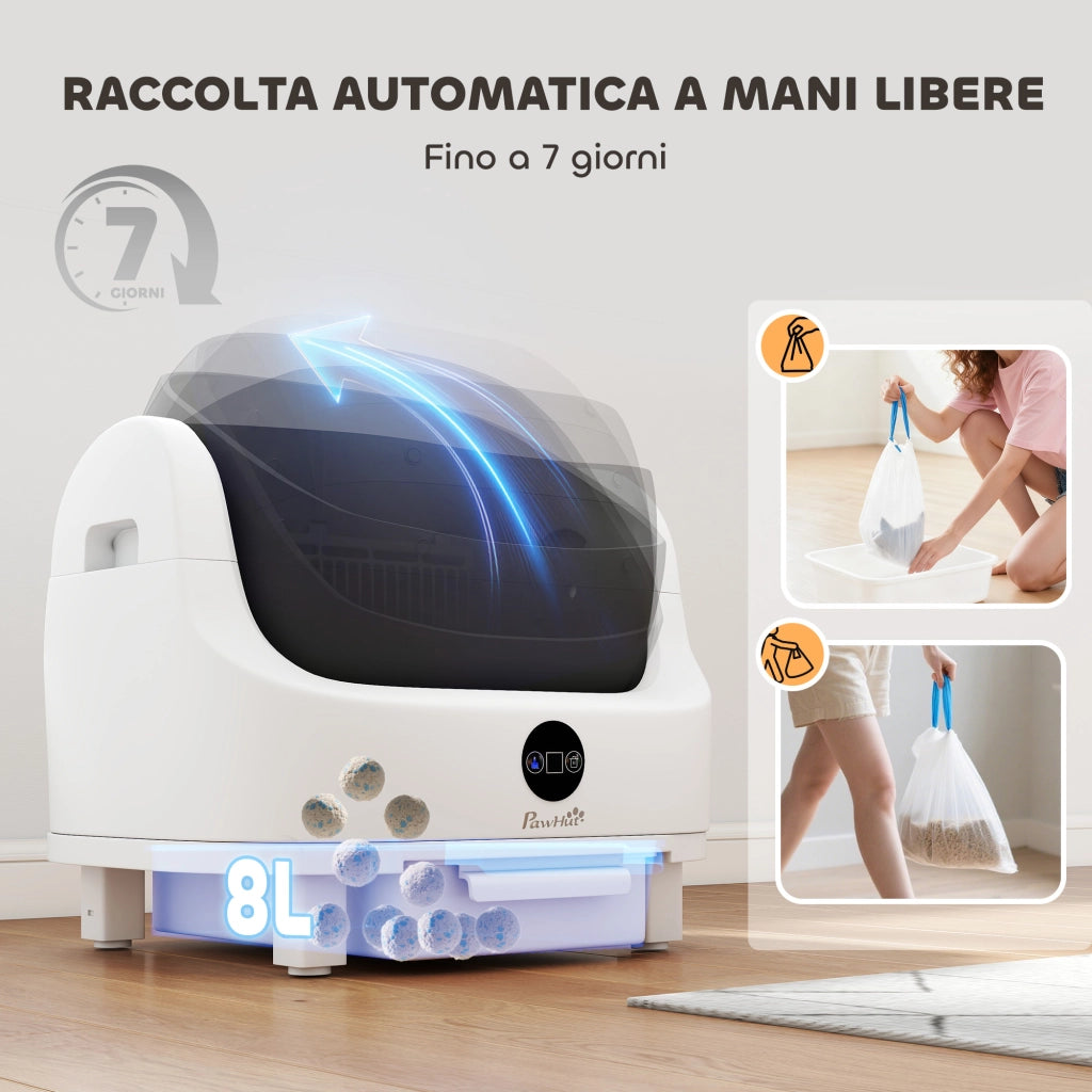Lettiera per Gatti Autopulente con Design Aperto 50x54x55 cm Sensori di Sicurezza e Deodorante in ABS e PP Bianco