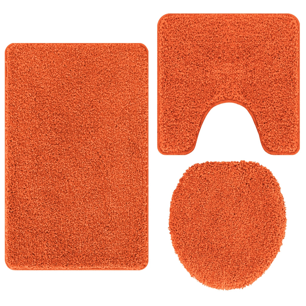 Set di tappetini da bagno 3 pezzi Arancione in polipropilene antiscivolo