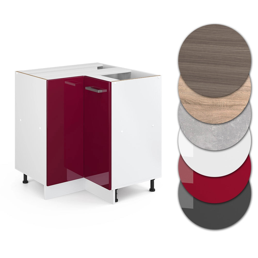 Mobile ad angolo cucina R-Line Rosso lucido/Bianco 75.6 cm, PL Rovere Vicco